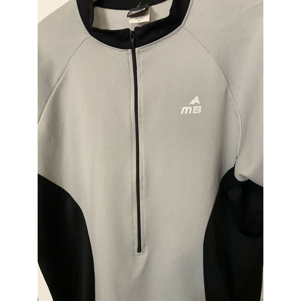 Mt Borah‎ 3/4 Zip Bicycle Jersey Shirt Men's Sz XL ZipBack Pocket Gray Black